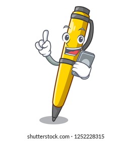 With phone Pen shape that on a cartoon