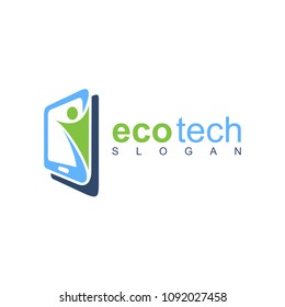 Phone With People Logo Template, Phone Technology Logo
