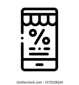 Phone Percent Message Icon Vector. Outline Phone Percent Message Sign. Isolated Contour Symbol Illustration
