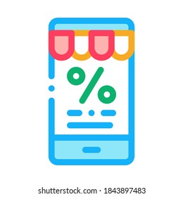 Phone Percent Message Icon Vector. Outline Phone Percent Message Sign. Isolated Contour Symbol Illustration