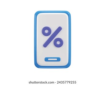 phone with percentage on screen online shopping discount icon 3d rendering vector illustration