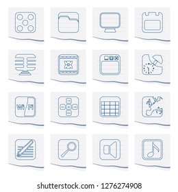 Phone Performance, Internet and Office Icons on a piece of paper - Vector Icon Set 