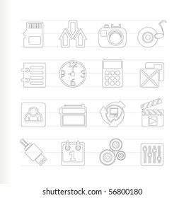phone performance, internet and office icons - vector icon set