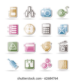 phone performance, internet and office icons - vector icon set