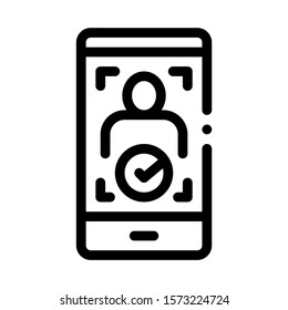 Phone Person Verification Icon Vector. Outline Phone Person Verification Sign. Isolated Contour Symbol Illustration