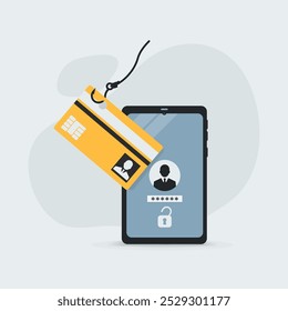 Phone with phishing account concept vector illustration