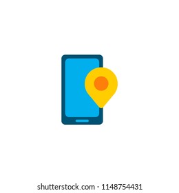 Phone pin icon flat element. Vector illustration of phone pin icon flat isolated on clean background for your web mobile app logo design.