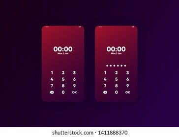 Phone Pin Lock Set on Smartphone with Security User Interface User Experience UI Vector Illustration