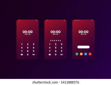 Phone Pin Lock Set on Smartphone with Security User Interface User Experience UI Vector Illustration