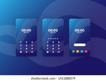 Phone Pin Lock Set on Smartphone with Security User Interface User Experience UI Vector Illustration
