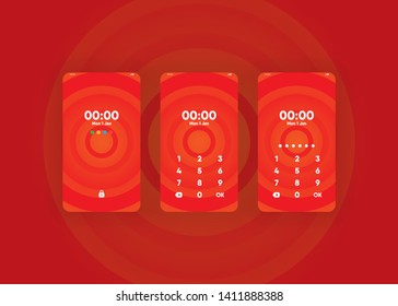 Phone Pin Lock Set on Smartphone with Security User Interface User Experience UI Vector Illustration