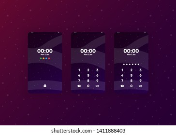 Phone Pin Lock Set on Smartphone with Security User Interface User Experience UI Vector Illustration