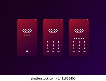 Phone Pin Lock Set on Smartphone with Security User Interface User Experience UI Vector Illustration