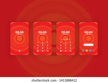 Phone Pin Lock Set on Smartphone with Security User Interface User Experience UI Vector Illustration