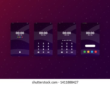 Phone Pin Lock Set on Smartphone with Security User Interface User Experience UI Vector Illustration