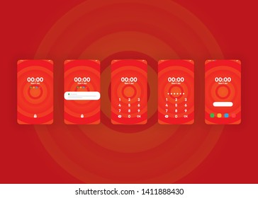 Phone Pin Lock Set on Smartphone with Security User Interface User Experience UI Vector Illustration