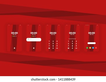 Phone Pin Lock Set on Smartphone with Security User Interface User Experience UI Vector Illustration