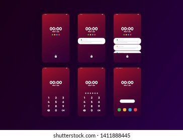 Phone Pin Lock Set on Smartphone with Security User Interface User Experience UI Vector Illustration