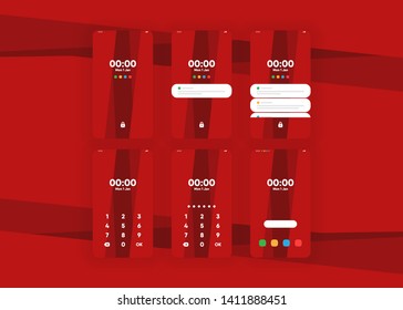 Phone Pin Lock Set on Smartphone with Security User Interface User Experience UI Vector Illustration