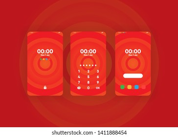 Phone Pin Lock Set on Smartphone with Security User Interface User Experience UI Vector Illustration