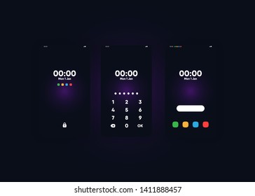 Phone Pin Lock Set on Smartphone with Security User Interface User Experience UI Vector Illustration