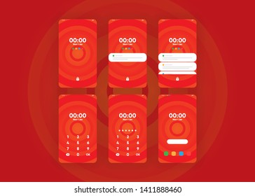 Phone Pin Lock Set on Smartphone with Security User Interface User Experience UI Vector Illustration