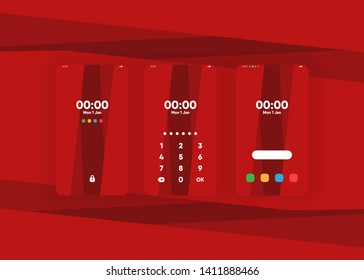 Phone Pin Lock Set on Smartphone with Security User Interface User Experience UI Vector Illustration