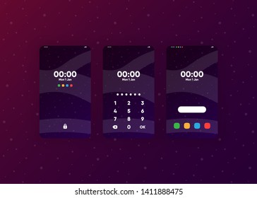 Phone Pin Lock Set on Smartphone with Security User Interface User Experience UI Vector Illustration