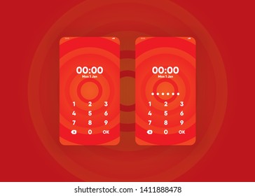 Phone Pin Lock Set on Smartphone with Security User Interface User Experience UI Vector Illustration