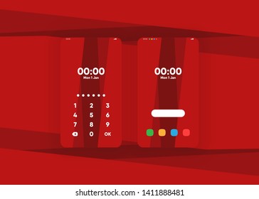 Phone Pin Lock Set on Smartphone with Security User Interface User Experience UI Vector Illustration