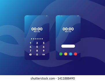 Phone Pin Lock Set on Smartphone with Security User Interface User Experience UI Vector Illustration