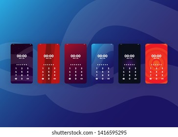 Phone Pin Lock Set on Smartphone with Security User Interface User Experience UI Vector Illustration