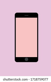 Teléfono con pantalla rosa y fondo púrpura.