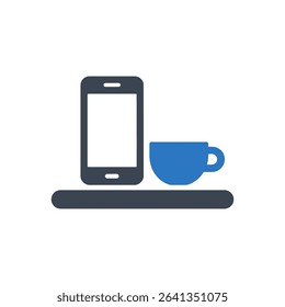 Phone placed beside a coffee cup