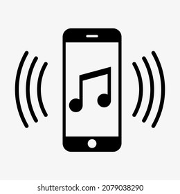 Icono de reproducción de música por teléfono. Ilustración vectorial aislada en fondo blanco.