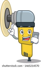 With phone pneumatic sander in the mascot shape