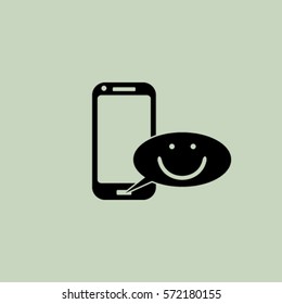 Phone with positive message vector icon