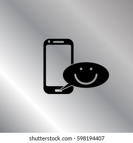 Phone with positive message vector icon