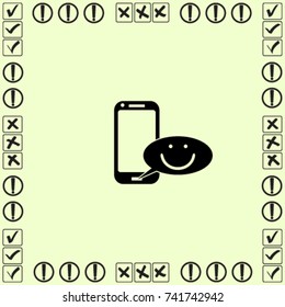 Phone with positive message vector icon