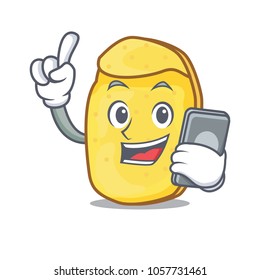 With phone potato chips character cartoon