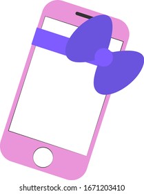 Phone as a present, illustration, vector on white background.