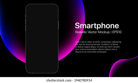 Phone presentation slide with liquid bubbles. Smartphone mockup. Vector illustration