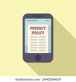 Phone privacy policy icon flat vector. Company use. Document protect