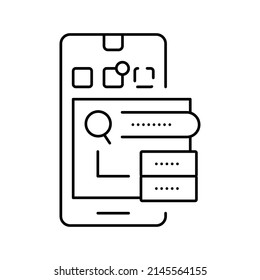 phone problem research line icon vector. phone problem research sign. isolated contour symbol black illustration