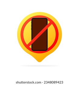 Phone prohibited icon. Flat, red line on the phone, ban on the phone. Vector illustration