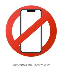 Phone prohibited icon. Flat, red, red line prohibited, telephone prohibited. Vector icon