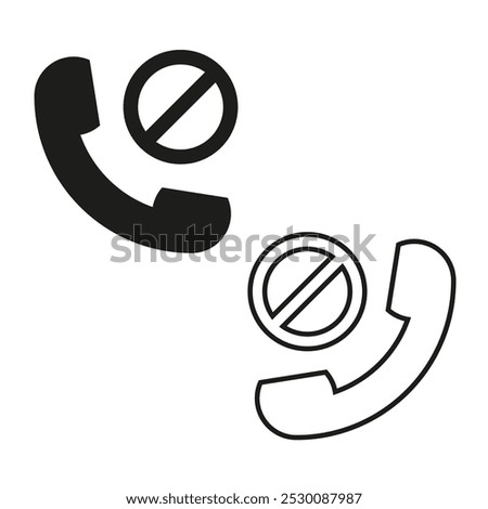 Phone prohibition icon. Call blocking symbol. Telephone no access. Vector communication.