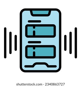 Symbol für Telefonwerbung, Umriss-Vektorgrafik. Verkaufspreis. Preiskupon-Farbe-flach