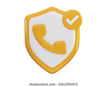 Phone with protect shield 3d rendering vector icon illustration