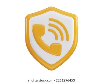 Phone with protect shield 3d rendering vector icon illustration